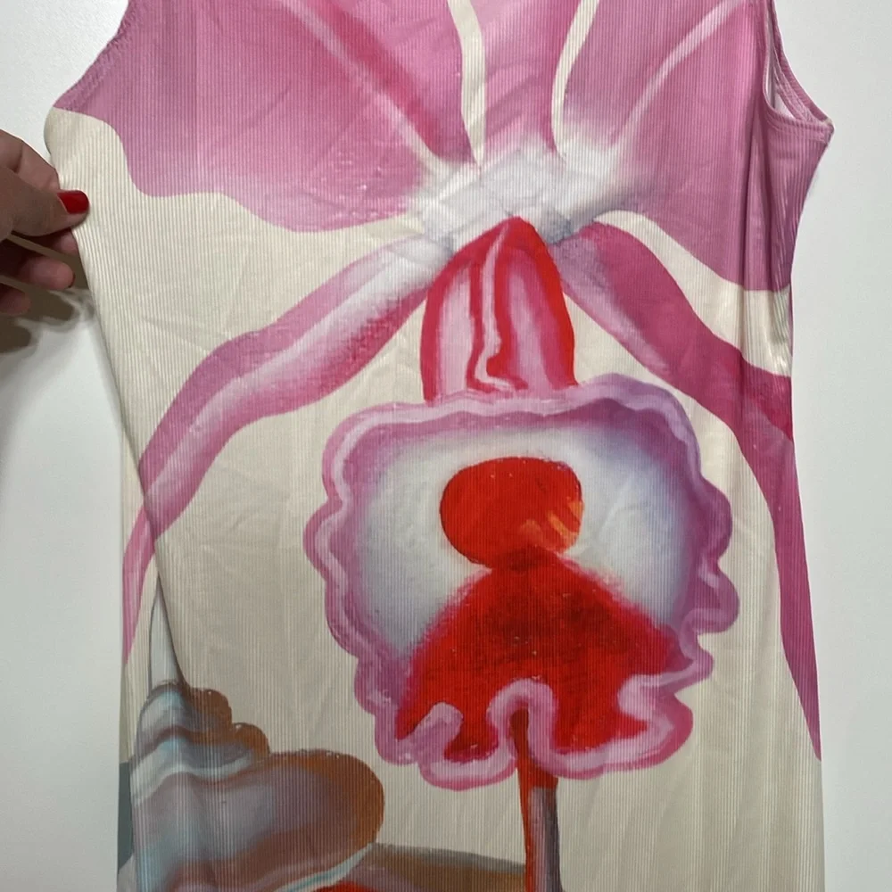 Micas Tropical Shell Print Fitted Sleeveless Maxi Dress Maruja Mallo Art Design - Picture 16 of 17